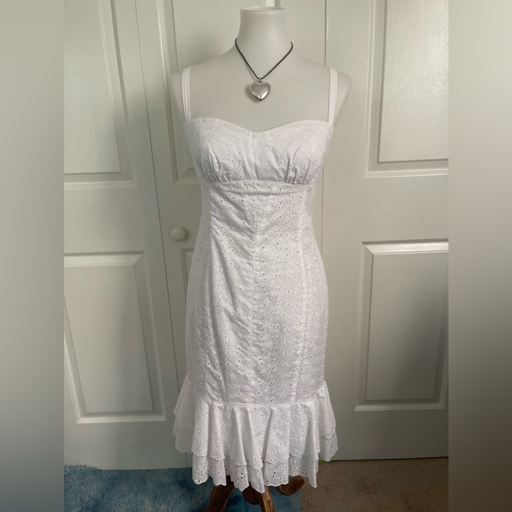 Jessica Simpson White sweetheart summer cottagecore graduation mermaid dress